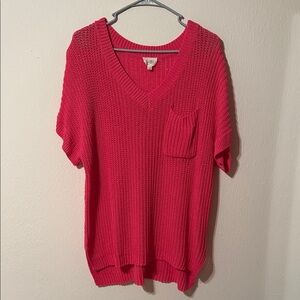 BiBi V-Neck Sweater in Vibrant Pink